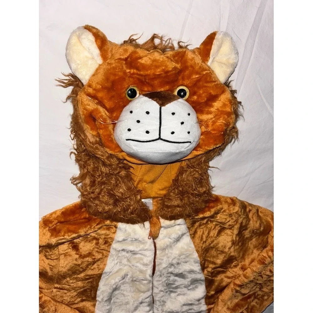 Toddler 3-4 Lion Costume Outfit‎ Zip Up Unisex Plush Hooded Girl Boy NWOT